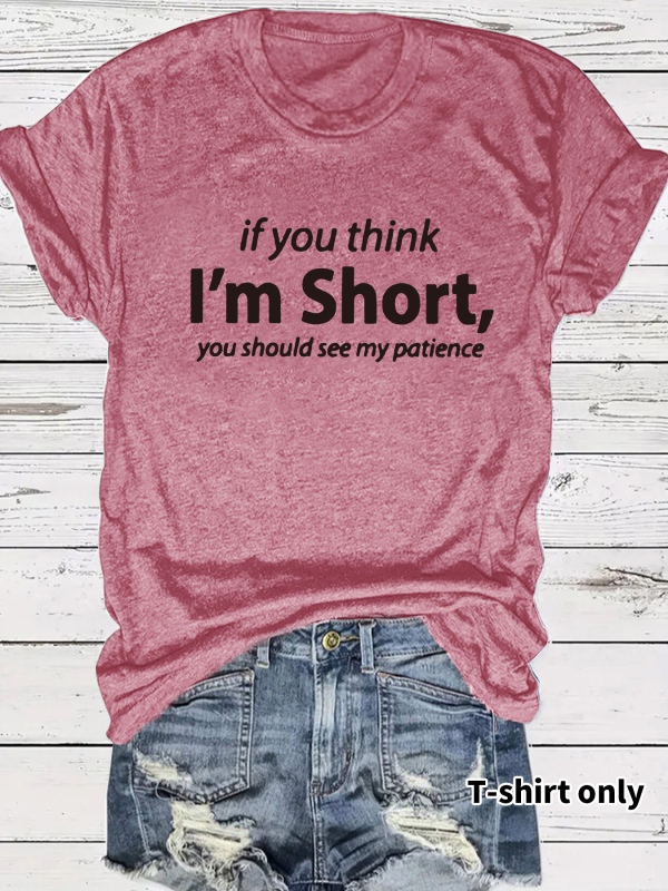 Tricou european și american în stoc, cu guler rotund, mânecă scurtă, imprimat „I’m Short”, de vară, nou, confortabil, en-gros