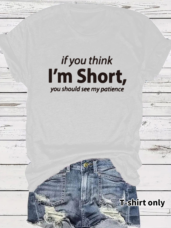 Tricou european și american în stoc, cu guler rotund, mânecă scurtă, imprimat „I’m Short”, de vară, nou, confortabil, en-gros