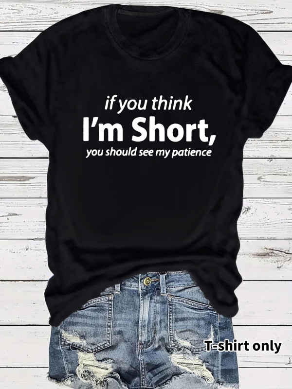 Tricou european și american în stoc, cu guler rotund, mânecă scurtă, imprimat „I’m Short”, de vară, nou, confortabil, en-gros