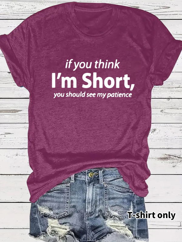 Tricou european și american în stoc, cu guler rotund, mânecă scurtă, imprimat „I’m Short”, de vară, nou, confortabil, en-gros
