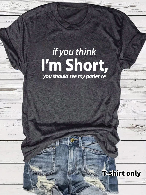 Tricou european și american în stoc, cu guler rotund, mânecă scurtă, imprimat „I’m Short”, de vară, nou, confortabil, en-gros