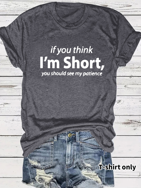Tricou european și american în stoc, cu guler rotund, mânecă scurtă, imprimat „I’m Short”, de vară, nou, confortabil, en-gros