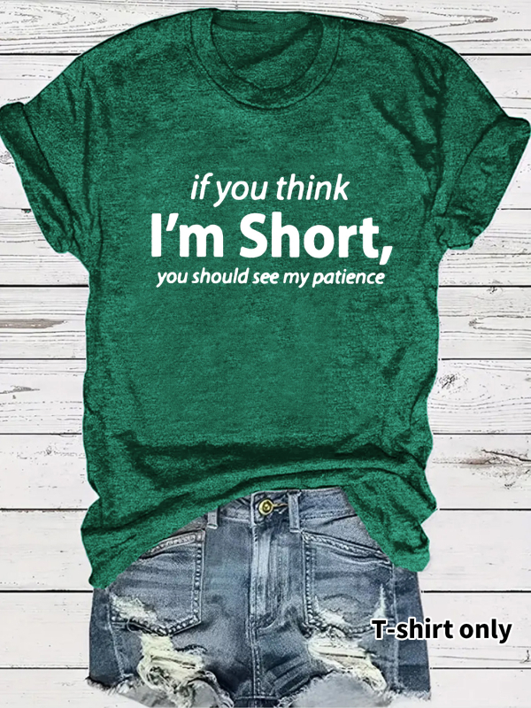 Tricou european și american în stoc, cu guler rotund, mânecă scurtă, imprimat „I’m Short”, de vară, nou, confortabil, en-gros