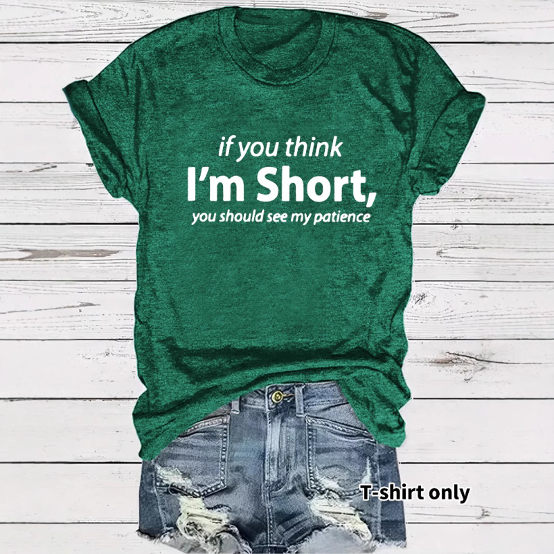 Tricou european și american în stoc, cu guler rotund, mânecă scurtă, imprimat „I’m Short”, de vară, nou, confortabil, en-gros