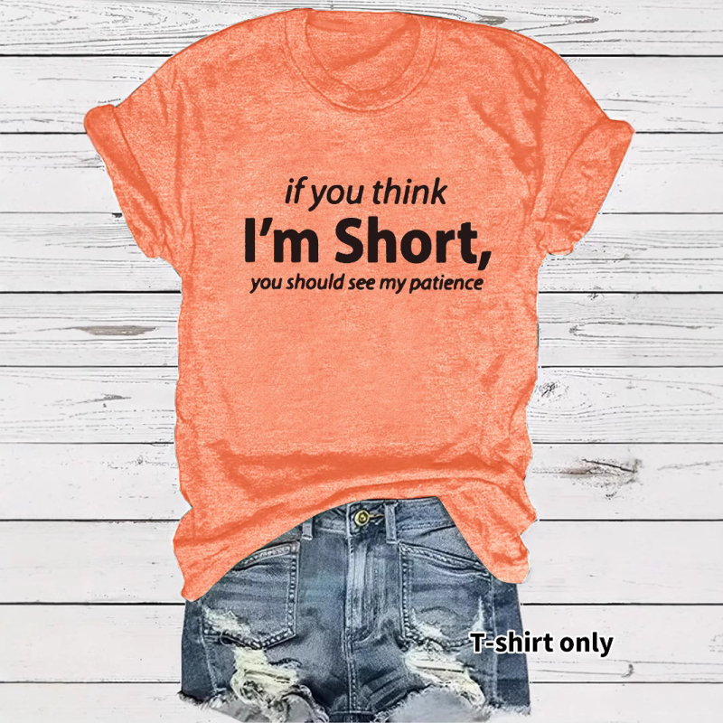 Tricou european și american în stoc, cu guler rotund, mânecă scurtă, imprimat „I’m Short”, de vară, nou, confortabil, en-gros