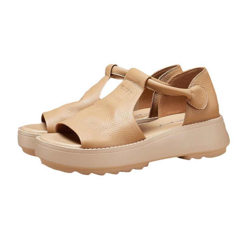 [govs ādas pirmais slānis] 2025. gada vasaras retro stila biezas zoles "zivs mutes" sandales sieviešu sandales sieviešu apavi