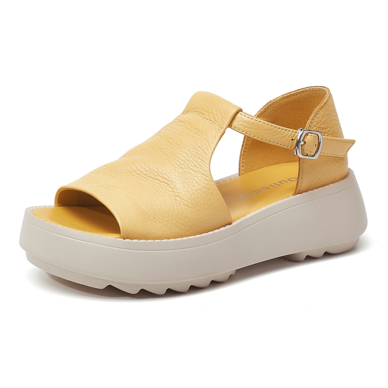 [govs ādas pirmais slānis] 2025. gada vasaras retro stila biezas zoles "zivs mutes" sandales sieviešu sandales sieviešu apavi