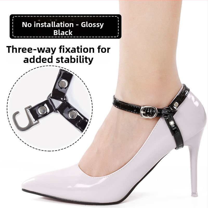 Невидими прозрачни обувки на висок ток с каишка, противоплъзгаща се каишка с катарама, мързелива връзка за обувки, противоплъзгаща се връзка за обувки за жени