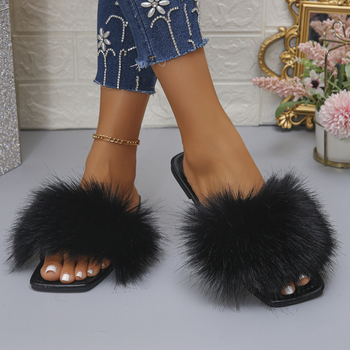 2025 Нови модни универсални плоски плюшени чехли Fairy, модерни за жени, за всички сезони на закрито и открито