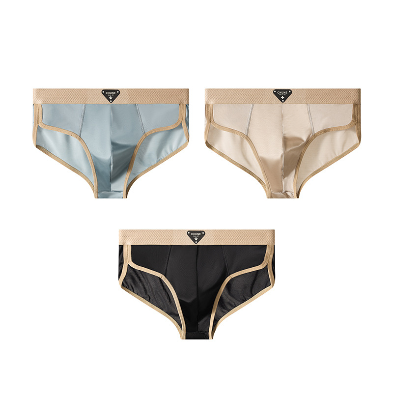 Huajielong Ανδρικά Εσώρουχα Ice Silk Νέο Μονόχρωμο Ανδρικό Σλιπ με Μεσαία Μέση, Μεγάλο Μέγεθος, Αναπνεύσιμο, Μπορεί να Αποσταλεί για Λογαριασμό Άλλων