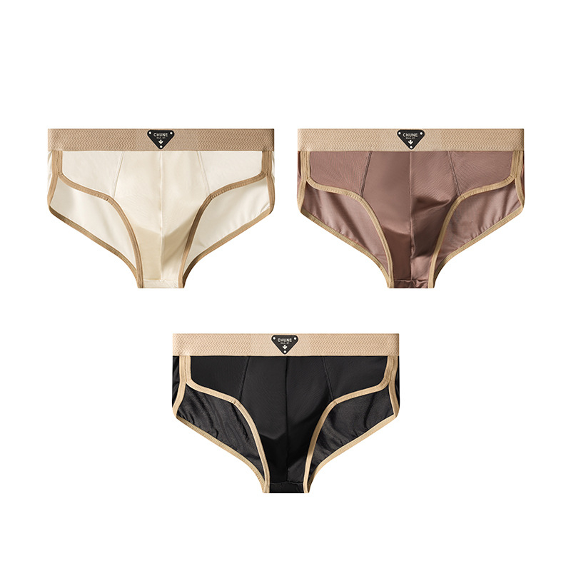 Huajielong Ανδρικά Εσώρουχα Ice Silk Νέο Μονόχρωμο Ανδρικό Σλιπ με Μεσαία Μέση, Μεγάλο Μέγεθος, Αναπνεύσιμο, Μπορεί να Αποσταλεί για Λογαριασμό Άλλων