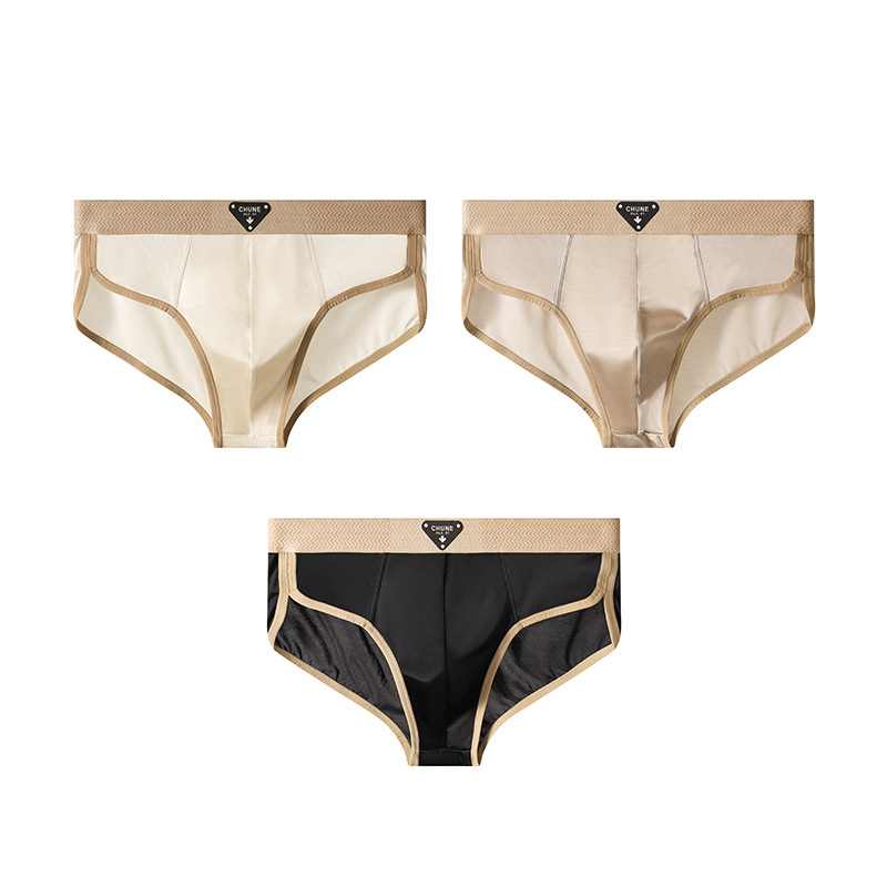 Huajielong Ανδρικά Εσώρουχα Ice Silk Νέο Μονόχρωμο Ανδρικό Σλιπ με Μεσαία Μέση, Μεγάλο Μέγεθος, Αναπνεύσιμο, Μπορεί να Αποσταλεί για Λογαριασμό Άλλων