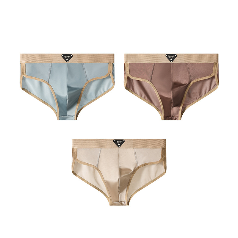 Huajielong Ανδρικά Εσώρουχα Ice Silk Νέο Μονόχρωμο Ανδρικό Σλιπ με Μεσαία Μέση, Μεγάλο Μέγεθος, Αναπνεύσιμο, Μπορεί να Αποσταλεί για Λογαριασμό Άλλων