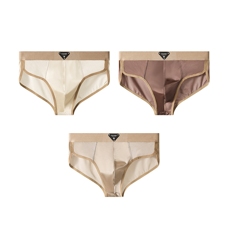 Huajielong Ανδρικά Εσώρουχα Ice Silk Νέο Μονόχρωμο Ανδρικό Σλιπ με Μεσαία Μέση, Μεγάλο Μέγεθος, Αναπνεύσιμο, Μπορεί να Αποσταλεί για Λογαριασμό Άλλων