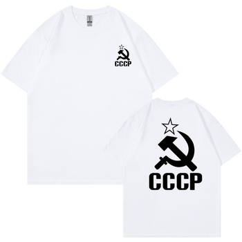 Ρωσικό μπλουζάκι Cccp για άνδρες και γυναίκες, σοβιετικό, καλοκαιρινό μπλουζάκι με κοντομάνικο μανίκι και στρογγυλή λαιμόκοψη, με σχέδιο από καθαρό βαμβάκι