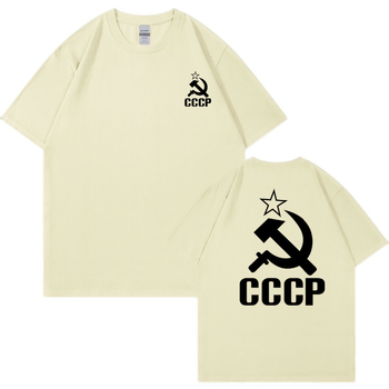 Ρωσικό μπλουζάκι Cccp για άνδρες και γυναίκες, σοβιετικό, καλοκαιρινό μπλουζάκι με κοντομάνικο μανίκι και στρογγυλή λαιμόκοψη, με σχέδιο από καθαρό βαμβάκι