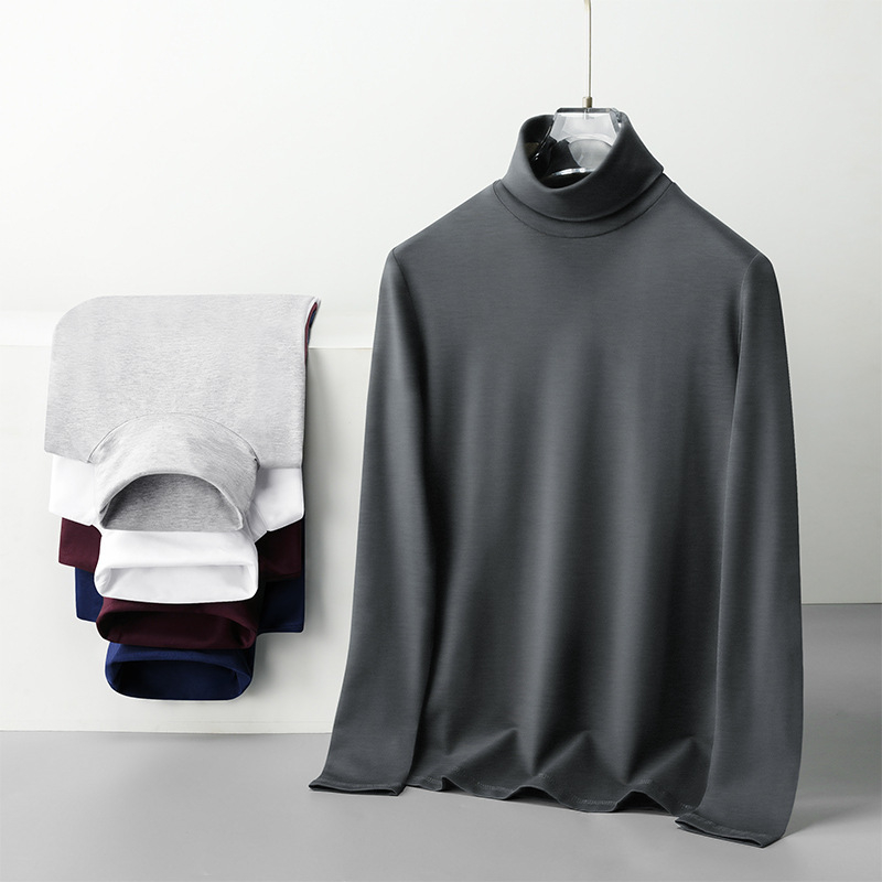 Muška majica dugih rukava s kratkim rukavima od modalnog materijala iz 50-ih, dolčevit, pristupačna luksuzna uska majica s unutarnjim dijelom, ležerna muška majica dugih rukava