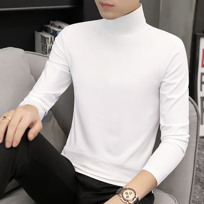 Muška majica dugih rukava s kratkim rukavima od modalnog materijala iz 50-ih, dolčevit, pristupačna luksuzna uska majica s unutarnjim dijelom, ležerna muška majica dugih rukava