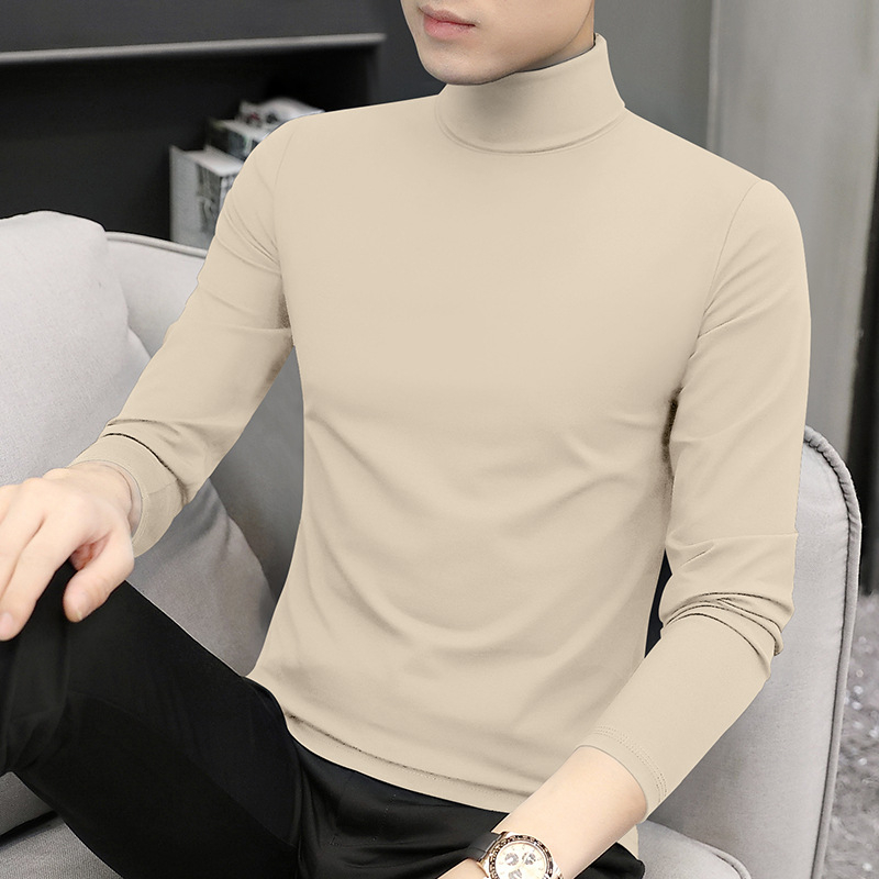 Muška majica dugih rukava s kratkim rukavima od modalnog materijala iz 50-ih, dolčevit, pristupačna luksuzna uska majica s unutarnjim dijelom, ležerna muška majica dugih rukava