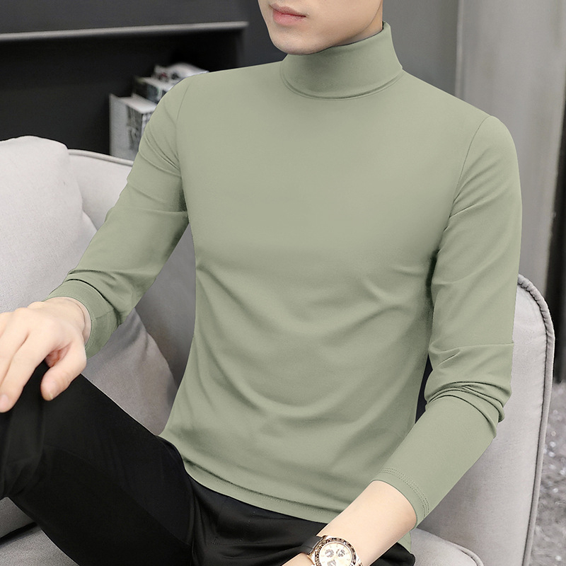 Muška majica dugih rukava s kratkim rukavima od modalnog materijala iz 50-ih, dolčevit, pristupačna luksuzna uska majica s unutarnjim dijelom, ležerna muška majica dugih rukava