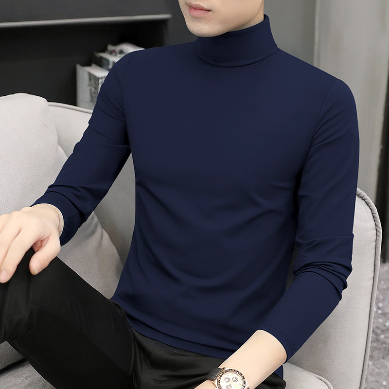 Muška majica dugih rukava s kratkim rukavima od modalnog materijala iz 50-ih, dolčevit, pristupačna luksuzna uska majica s unutarnjim dijelom, ležerna muška majica dugih rukava