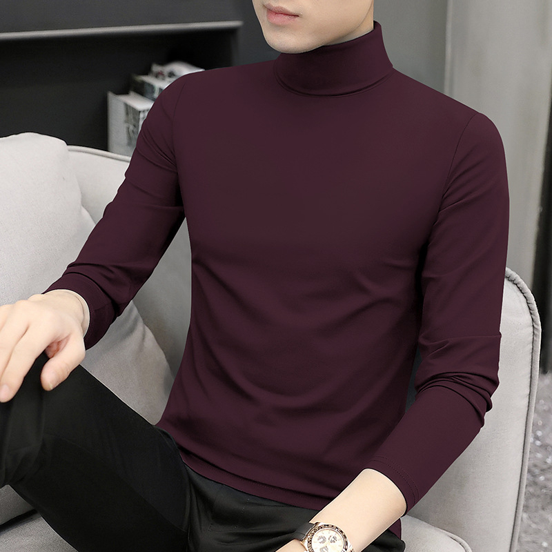 Muška majica dugih rukava s kratkim rukavima od modalnog materijala iz 50-ih, dolčevit, pristupačna luksuzna uska majica s unutarnjim dijelom, ležerna muška majica dugih rukava