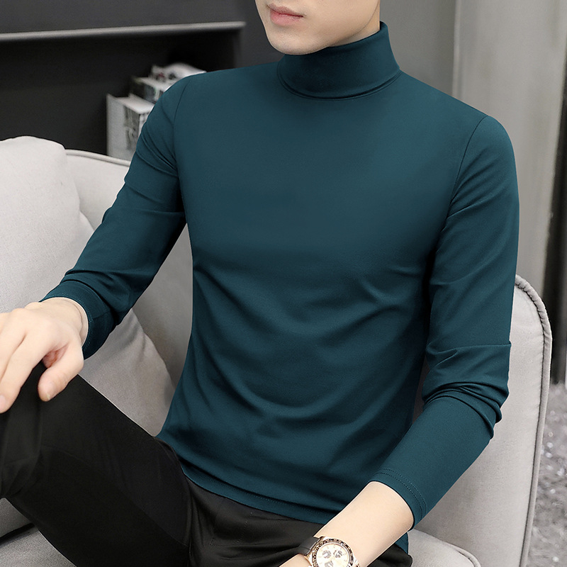 Muška majica dugih rukava s kratkim rukavima od modalnog materijala iz 50-ih, dolčevit, pristupačna luksuzna uska majica s unutarnjim dijelom, ležerna muška majica dugih rukava