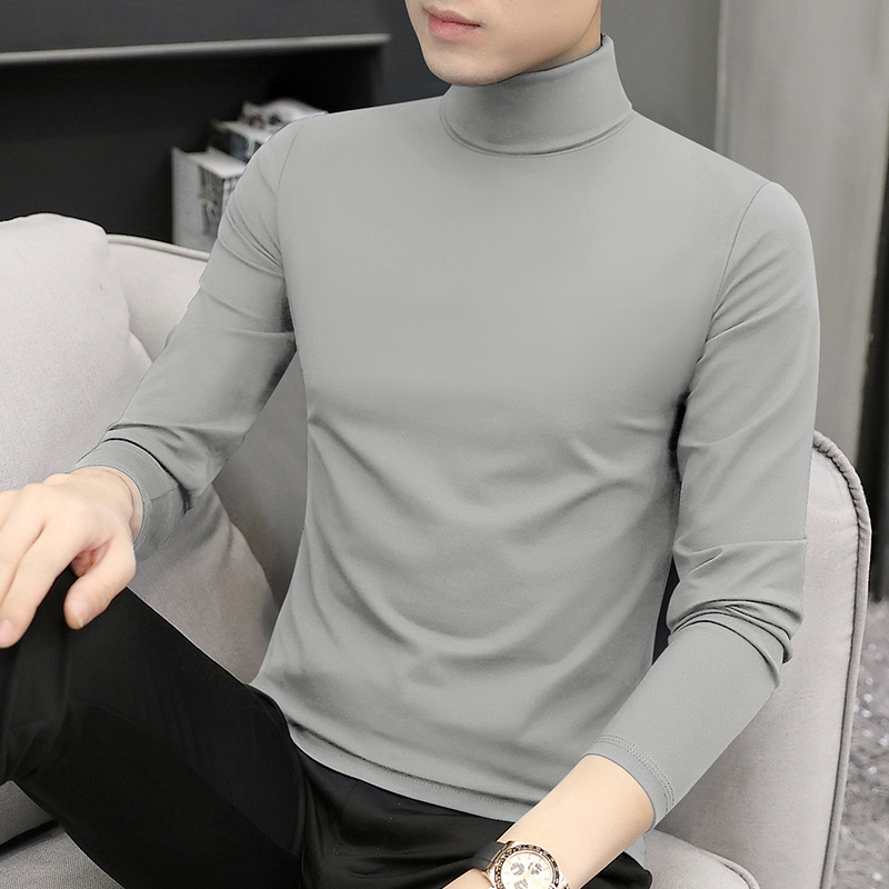 Muška majica dugih rukava s kratkim rukavima od modalnog materijala iz 50-ih, dolčevit, pristupačna luksuzna uska majica s unutarnjim dijelom, ležerna muška majica dugih rukava