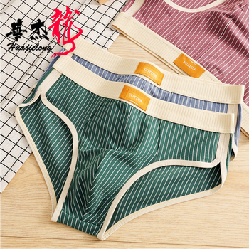 Huajielong νέα ριγέ βαμβακερά ανδρικά εσώρουχα, ανδρικά σλιπ, αναπνεύσιμα ανδρικά σορτς μόδας, μια γενιά μαλλιών