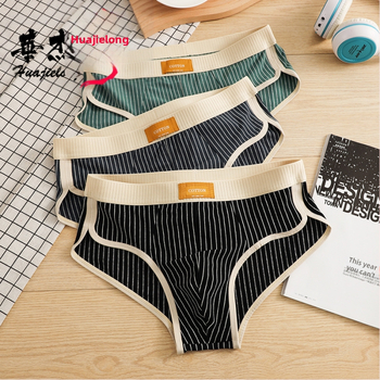 Huajielong νέα ριγέ βαμβακερά ανδρικά εσώρουχα, ανδρικά σλιπ, αναπνεύσιμα ανδρικά σορτς μόδας, μια γενιά μαλλιών