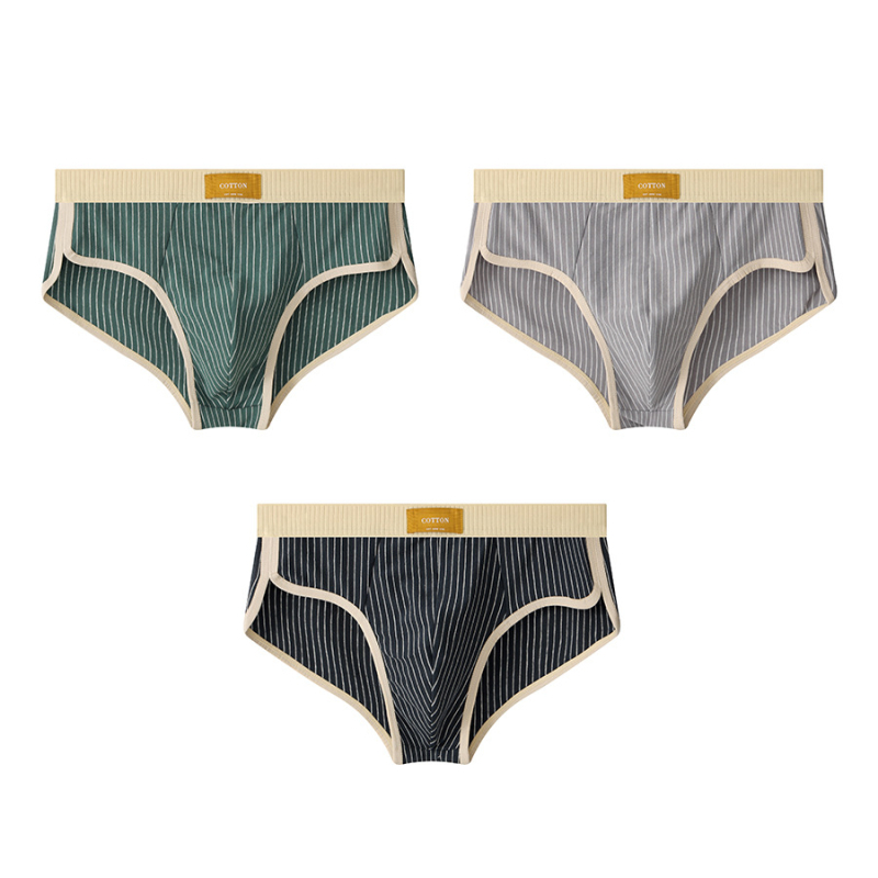 Huajielong νέα ριγέ βαμβακερά ανδρικά εσώρουχα, ανδρικά σλιπ, αναπνεύσιμα ανδρικά σορτς μόδας, μια γενιά μαλλιών