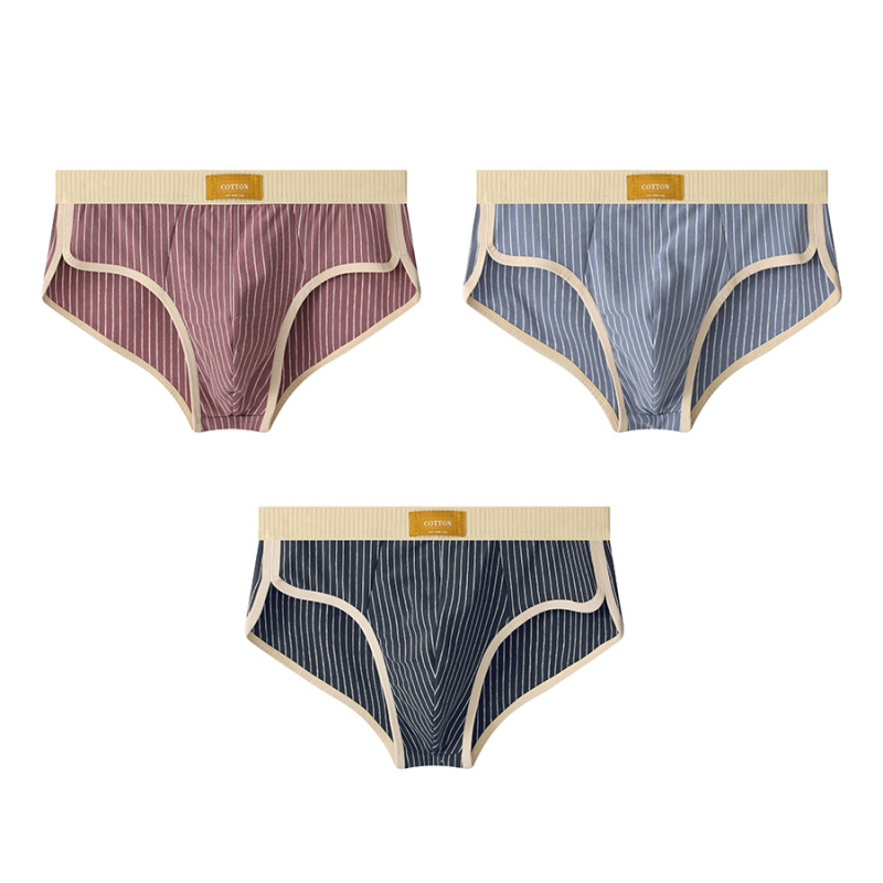 Huajielong νέα ριγέ βαμβακερά ανδρικά εσώρουχα, ανδρικά σλιπ, αναπνεύσιμα ανδρικά σορτς μόδας, μια γενιά μαλλιών