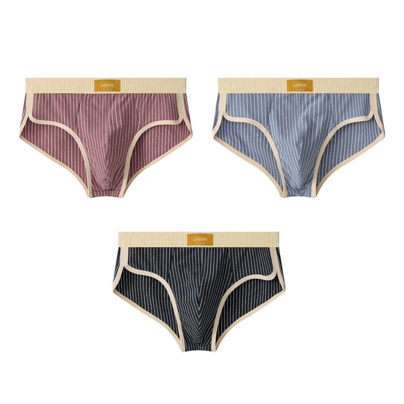 Huajielong νέα ριγέ βαμβακερά ανδρικά εσώρουχα, ανδρικά σλιπ, αναπνεύσιμα ανδρικά σορτς μόδας, μια γενιά μαλλιών