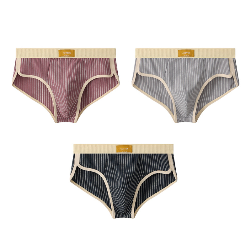 Huajielong νέα ριγέ βαμβακερά ανδρικά εσώρουχα, ανδρικά σλιπ, αναπνεύσιμα ανδρικά σορτς μόδας, μια γενιά μαλλιών