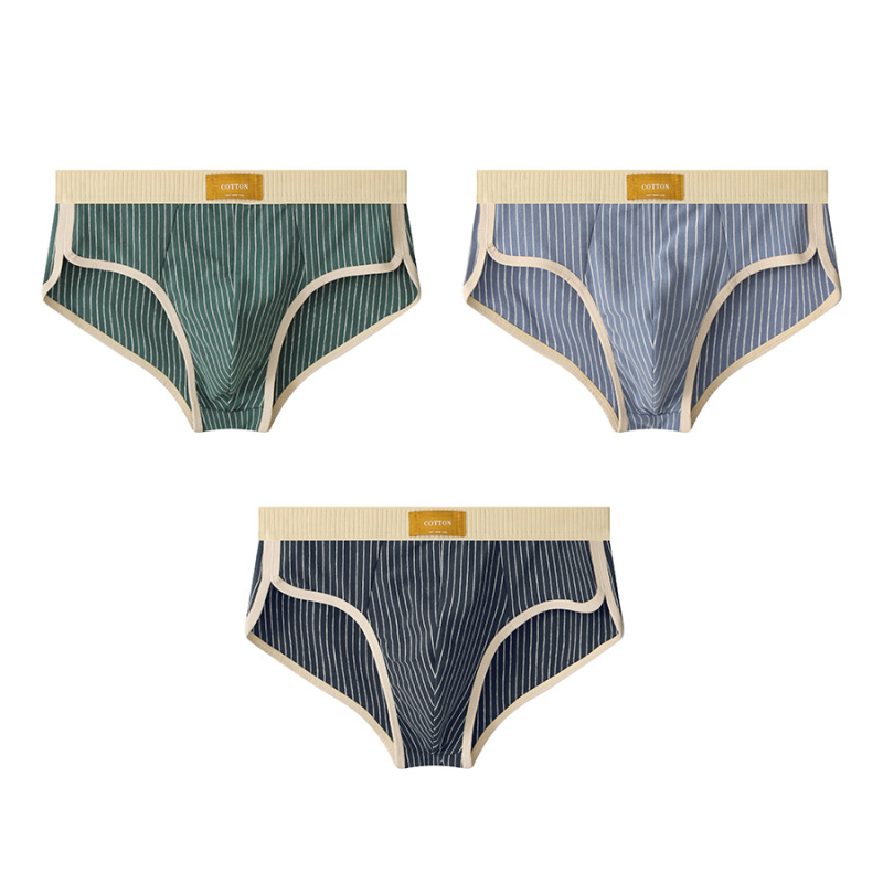 Huajielong νέα ριγέ βαμβακερά ανδρικά εσώρουχα, ανδρικά σλιπ, αναπνεύσιμα ανδρικά σορτς μόδας, μια γενιά μαλλιών