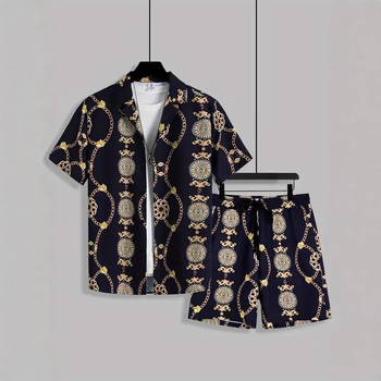 Αμερικανικό Διασυνοριακό 2025 Νέα Μοντέρνα Casual Υψηλής Ποιότητας Κουβανέζικο Κολάρο με Κοντά Μανίκια και Σορτς