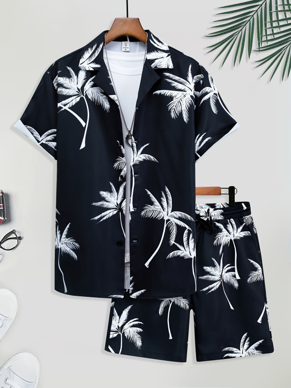 Američki prekogranični 2025. novi ležerni modni visokokvalitetni kubanski ovratnik s kratkim rukavima, kratke hlače