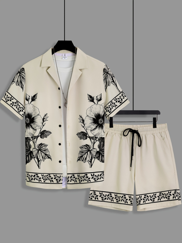 Američki prekogranični 2025. novi ležerni modni visokokvalitetni kubanski ovratnik s kratkim rukavima, kratke hlače