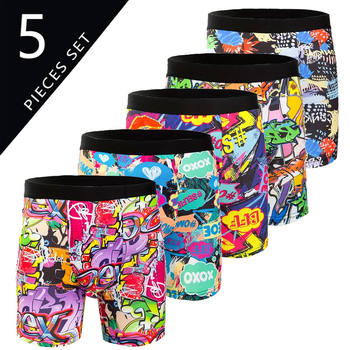 Ανδρικό εσώρουχο με τυπωμένα, ελαστικά σχέδια, μακριάς έκδοσης, με σχέδιο γκράφιτι, με εκτεταμένο πόδι και αγγλική ετικέτα πλυσίματος, ευρωπαϊκά και αμερικανικά μεγέθη