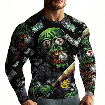 Muška modna, moderna, ležerna majica dugih rukava s okruglim izrezom i smiješnim uzorkom