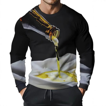 Ανδρικό T-shirt με μακριά μανίκια και στρογγυλή λαιμόκοψη, μοντέρνο, αστείο σχέδιο, με στάμπα και print σε στυλ niche