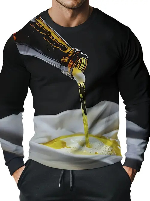Muška modna, moderna, ležerna majica dugih rukava s okruglim izrezom i smiješnim uzorkom
