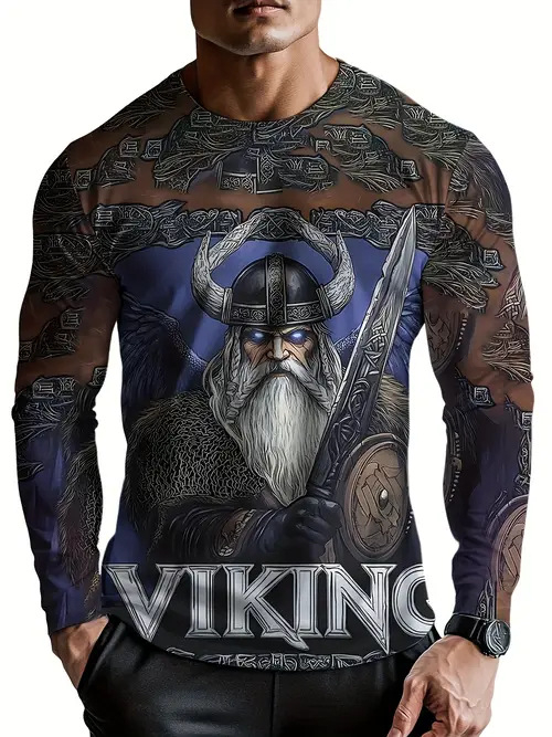 Muška modna, moderna, ležerna majica dugih rukava s okruglim izrezom i smiješnim uzorkom