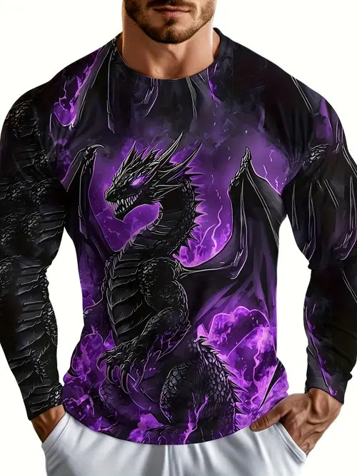 Muška modna, moderna, ležerna majica dugih rukava s okruglim izrezom i smiješnim uzorkom