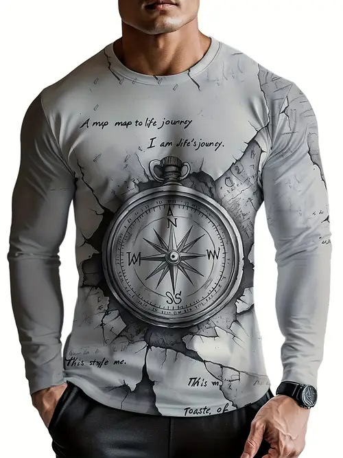 Muška modna, moderna, ležerna majica dugih rukava s okruglim izrezom i smiješnim uzorkom