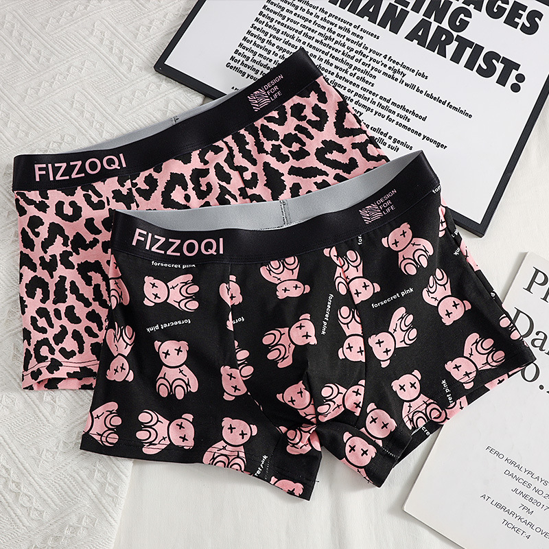 Uued meeste trendikad leopardimustriga puhtast puuvillast mugavad seksikad isikupärastatud aluspesu poiste nelja nurgaga bokserid, hingavad lühikesed püksid
