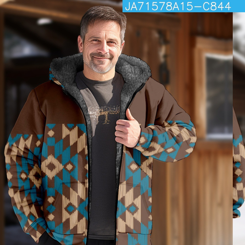 Prekogranična vruća prodaja baršunaste zadebljane zimske pamučne vanjske odjeće u etničkom stilu za muškarce s dvostrukom podstavom, debela baršunasta pamučna vanjska odjeća, topla pamučna vanjska odjeća