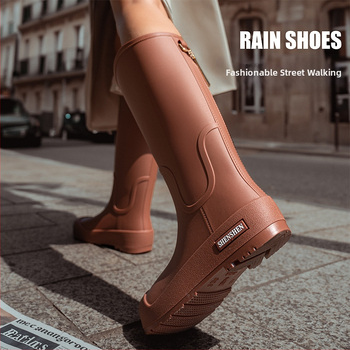 Mados tendencijos lietaus batai moterims vandeniui neslystantys aukšti vamzdžiai lietaus batai suaugusiems stovyklavimo darbui atsparūs guminiai batai ilgi vamzdžiai vandens batai