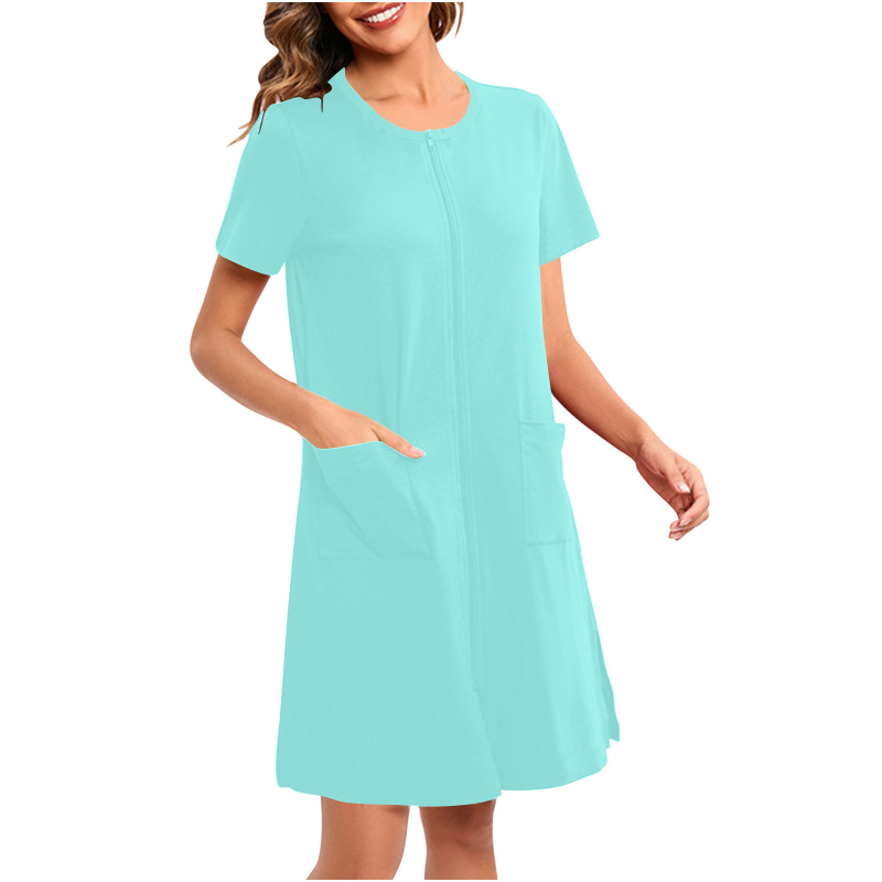 Europska i američka kućna odjeća za proljeće i ljeto Udobna ležerna suknja za trudnice, dojilje, široka pidžama s kratkim rukavima, plus size spavaćica za žene