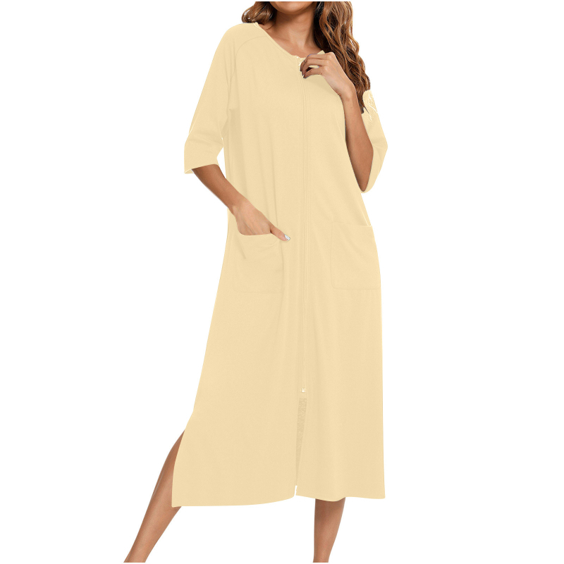 Europska i američka kućna odjeća za proljeće i ljeto Udobna ležerna suknja za trudnice, dojilje, široka pidžama s kratkim rukavima, plus size spavaćica za žene